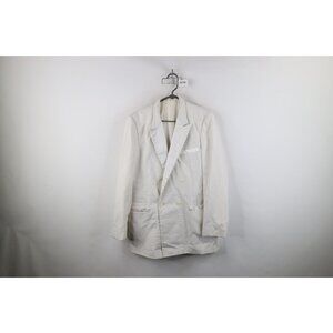 Vintage 80s 90s Streetwear Mens 42 XL Satin Trim Tuxedo Prom Suit Jacket White